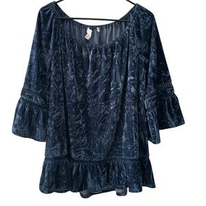 Studio JPR NWOT crushed blue velour top